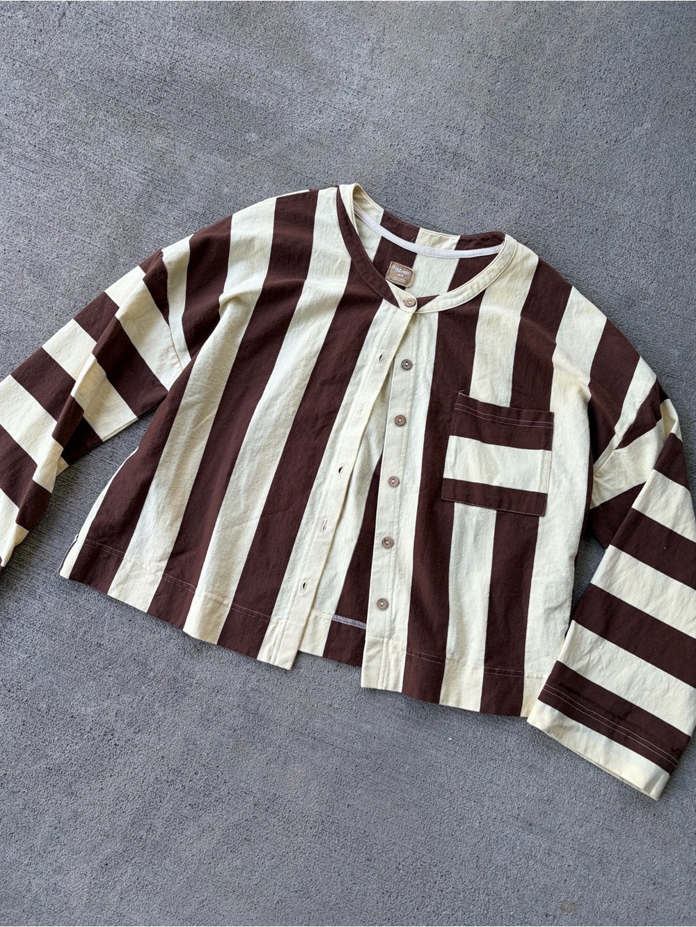 Free People free est striped cardigan sweatshirt sweater yellow brown top - Picture 3 of 4